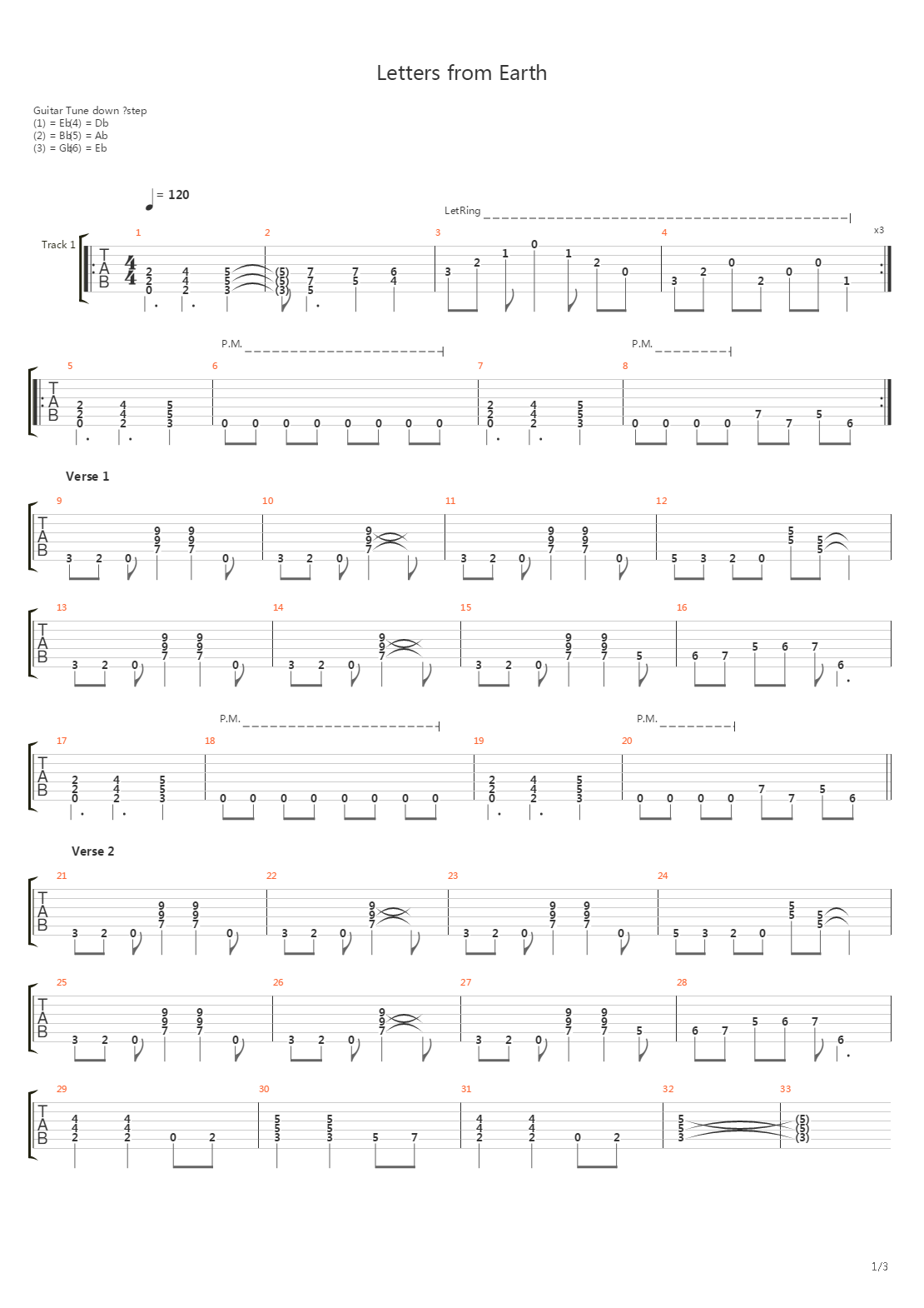 Letters From Earth吉他谱