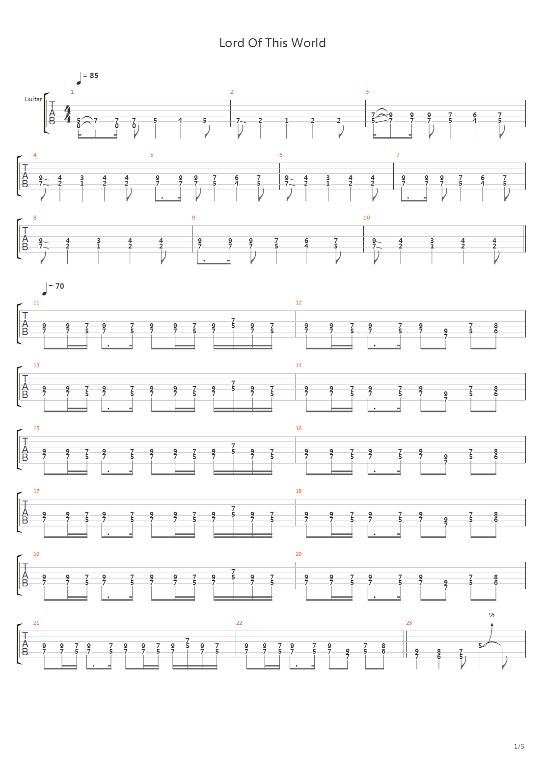 Lord Of This World吉他谱