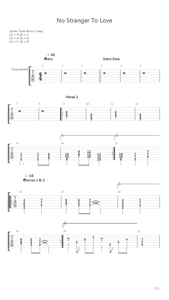 No Stranger To Love吉他谱
