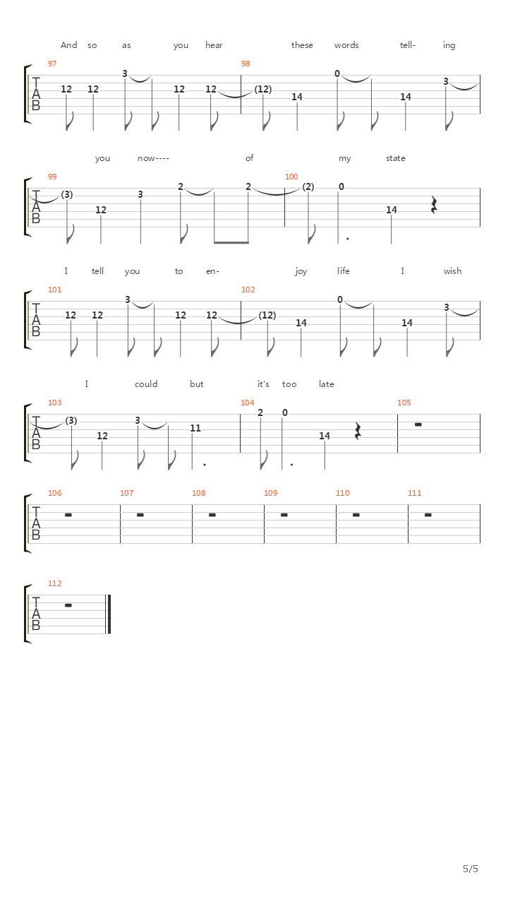 Paranoid (11)吉他谱