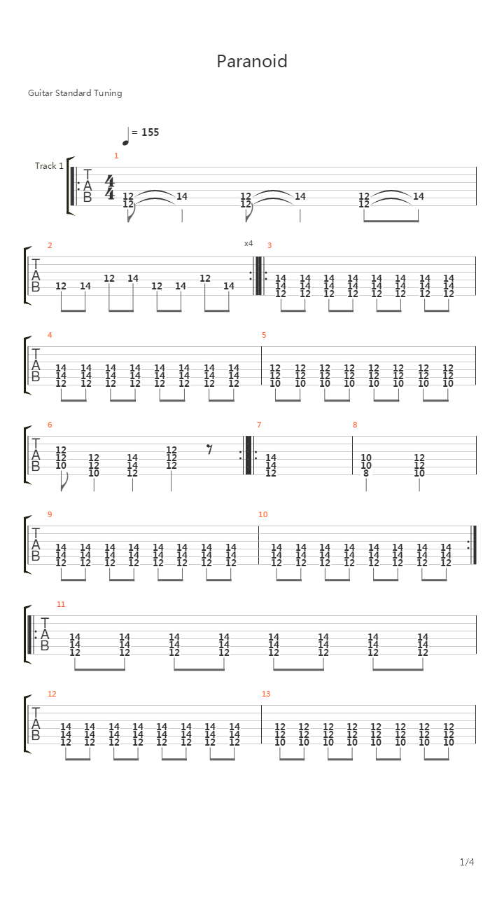 Paranoid吉他谱