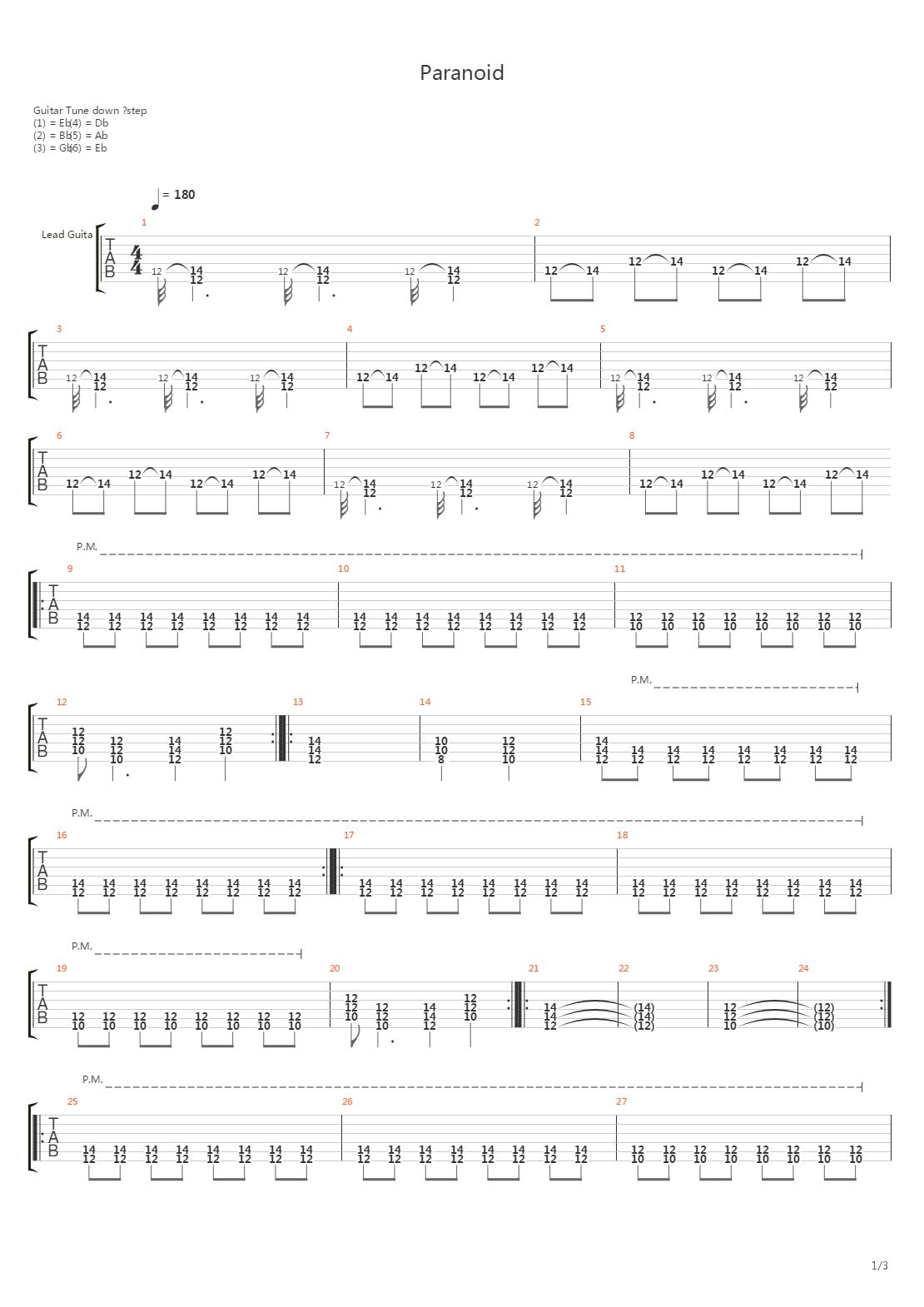 Paranoid (Live)吉他谱