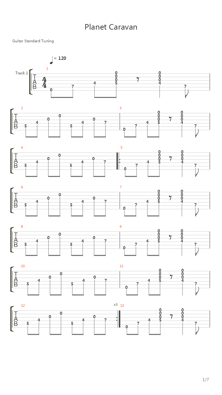 Planet Caravan吉他谱