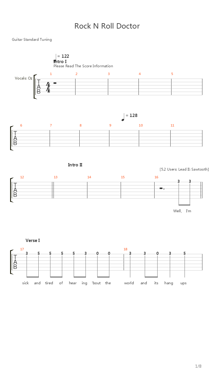 Rock N Roll Doctor吉他谱
