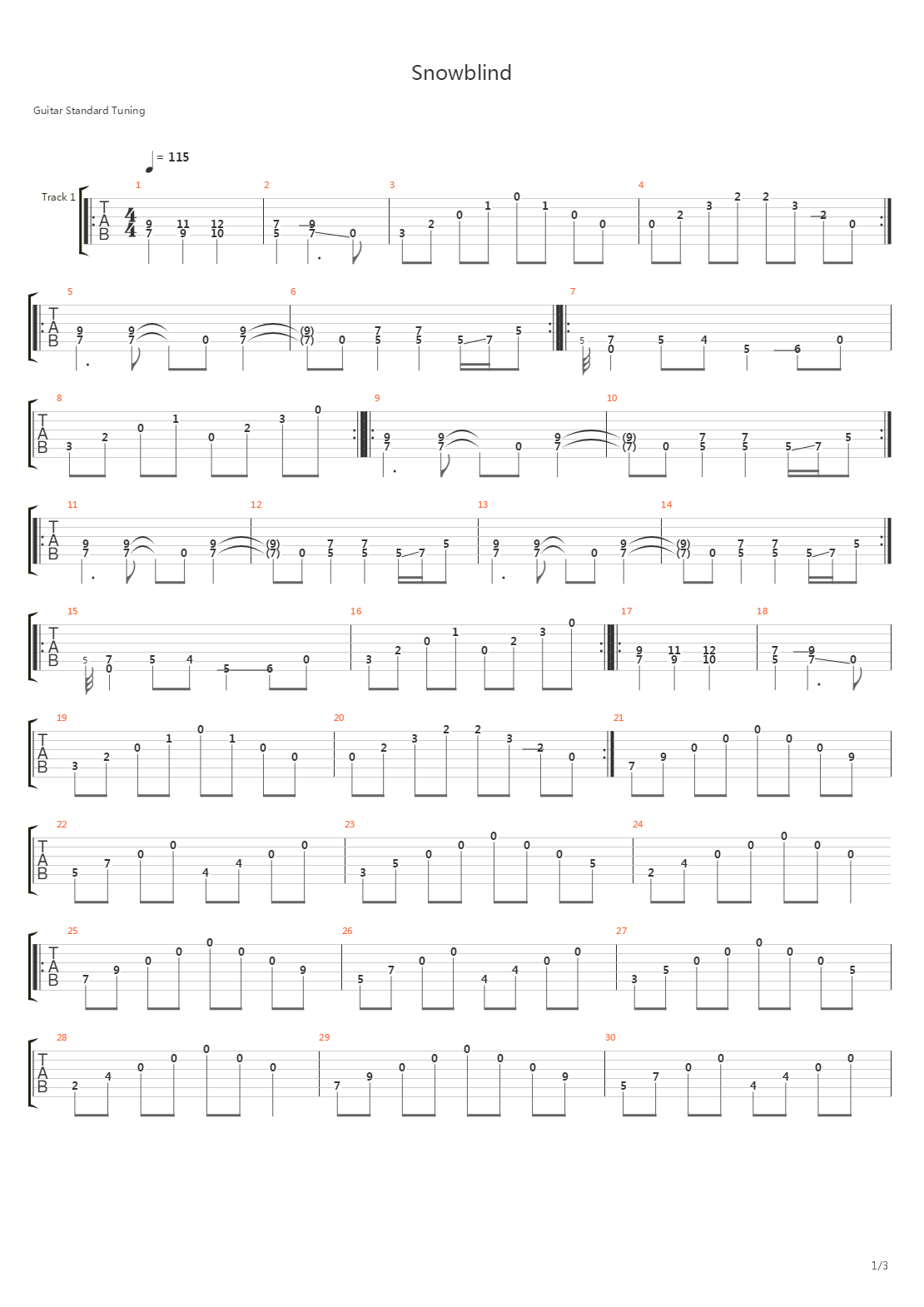 Snowblind吉他谱