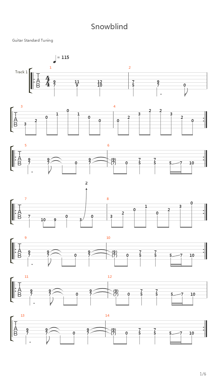 Snowblind吉他谱