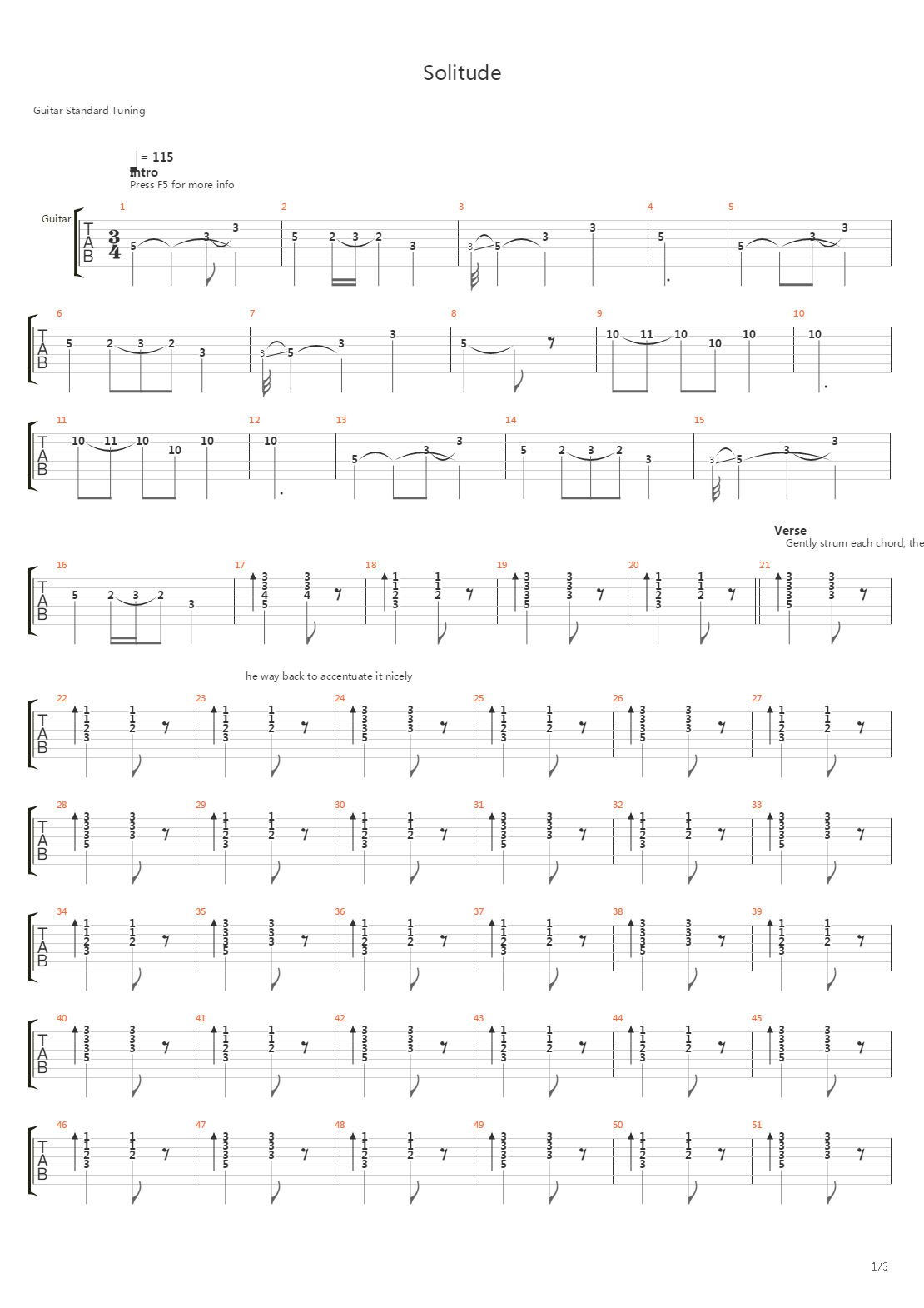 Solitude吉他谱