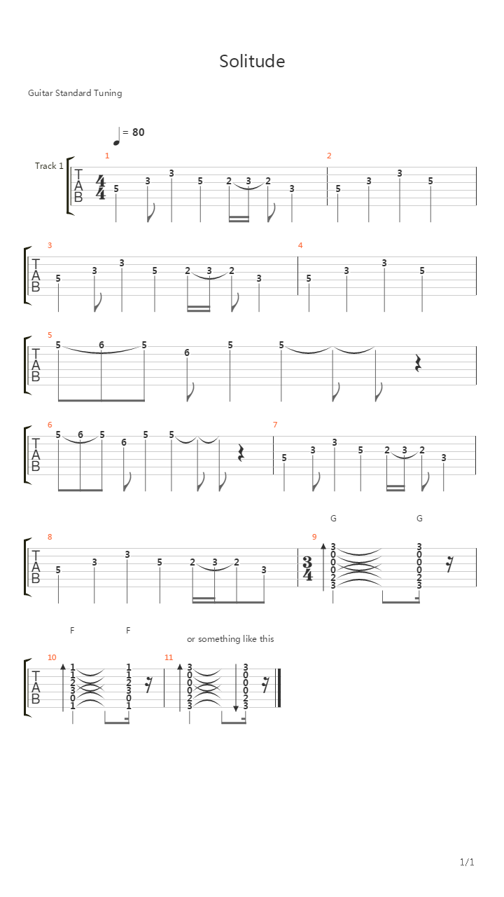 Solitude (intro)吉他谱