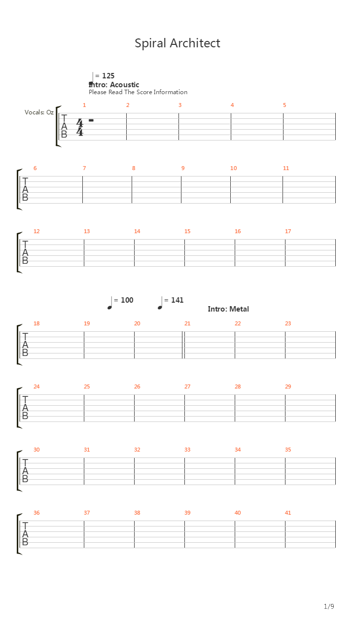 Spiral Architect吉他谱