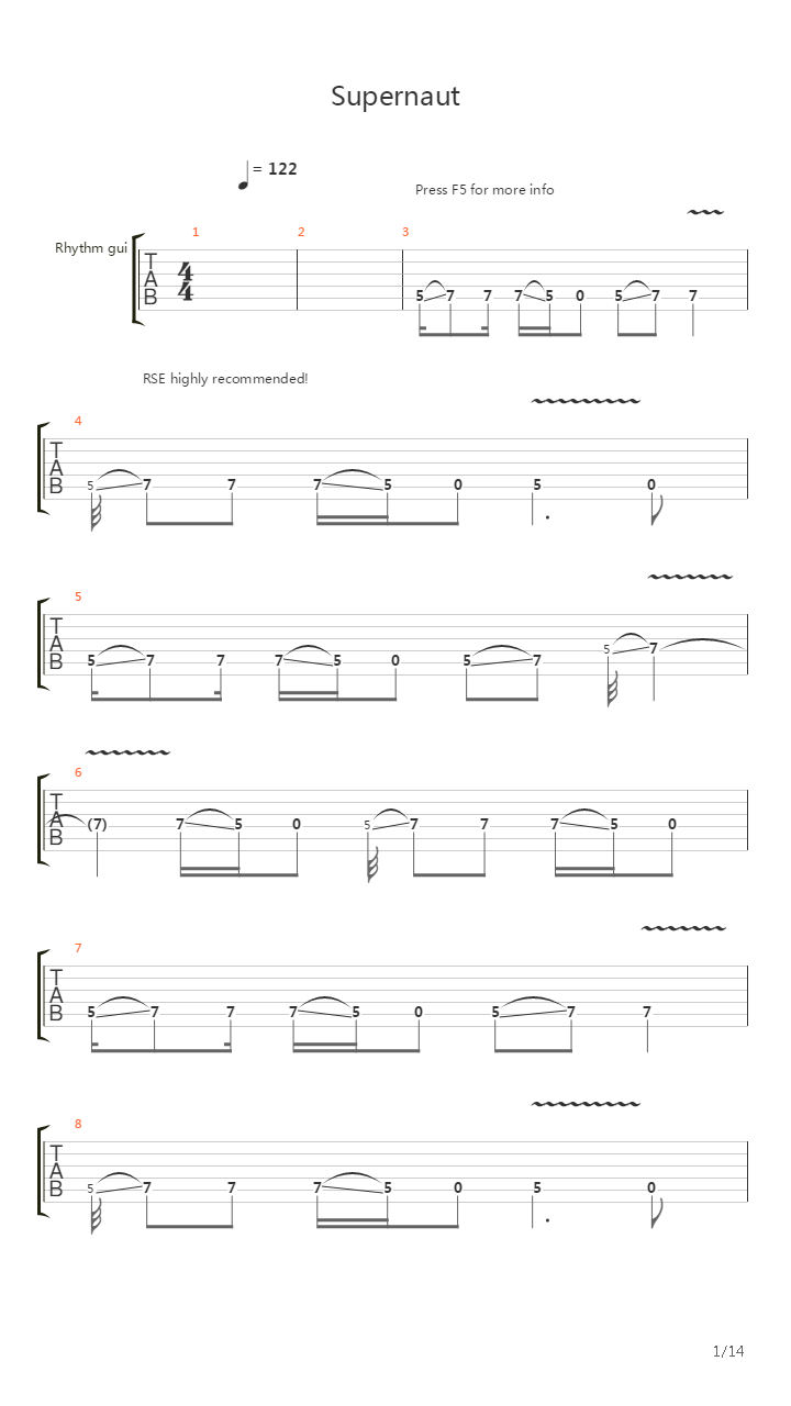 Supernaut吉他谱