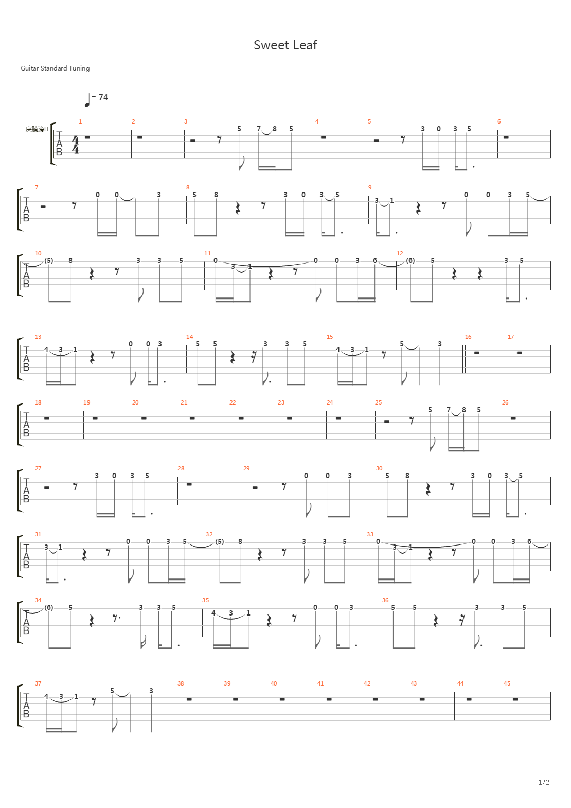 Sweet Leaf吉他谱
