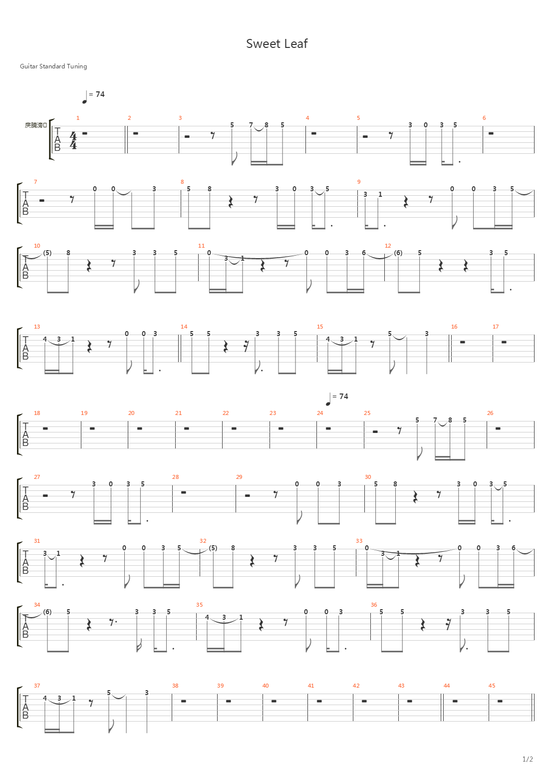 Sweet Leaf吉他谱
