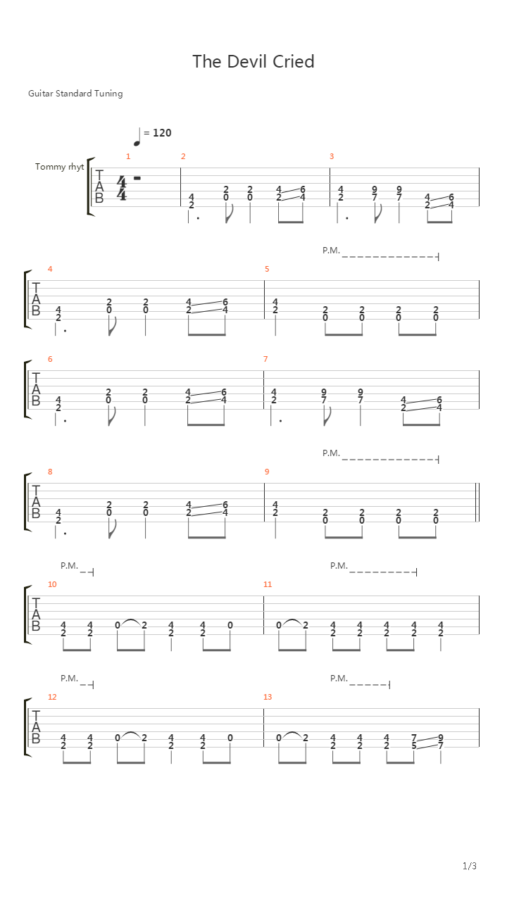 The Devil Cried吉他谱