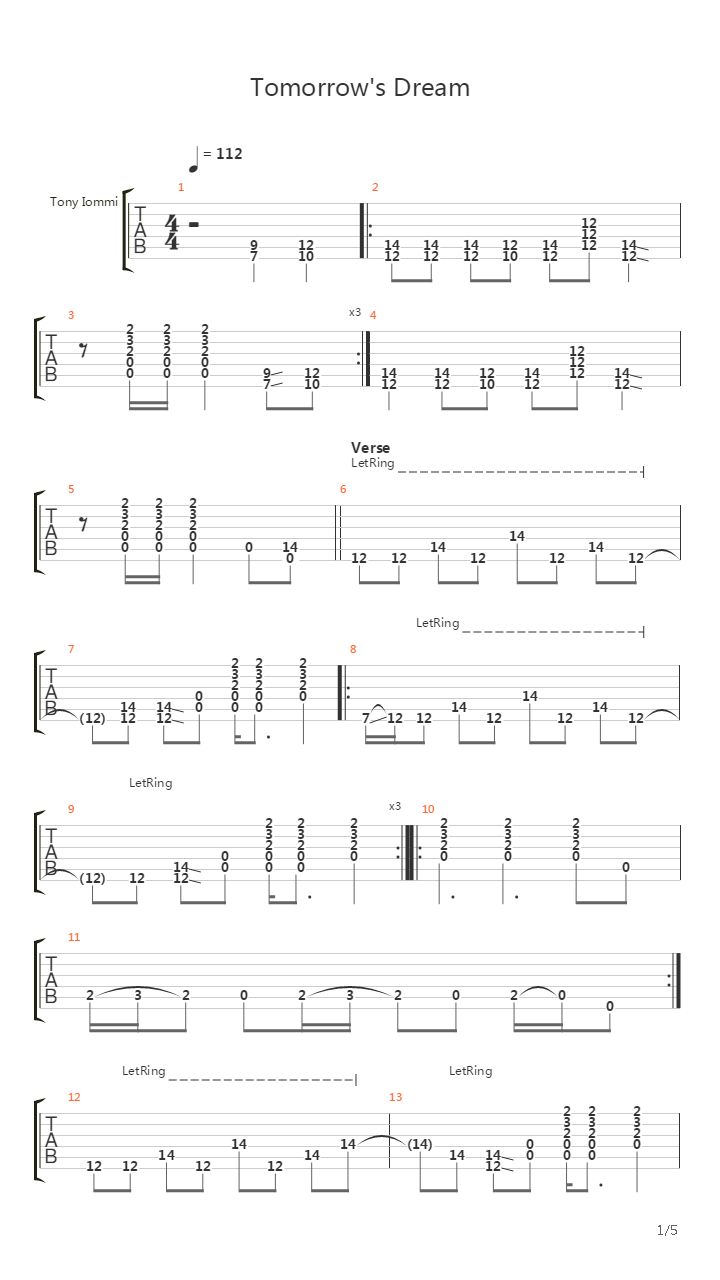 Tomorrows Dream吉他谱