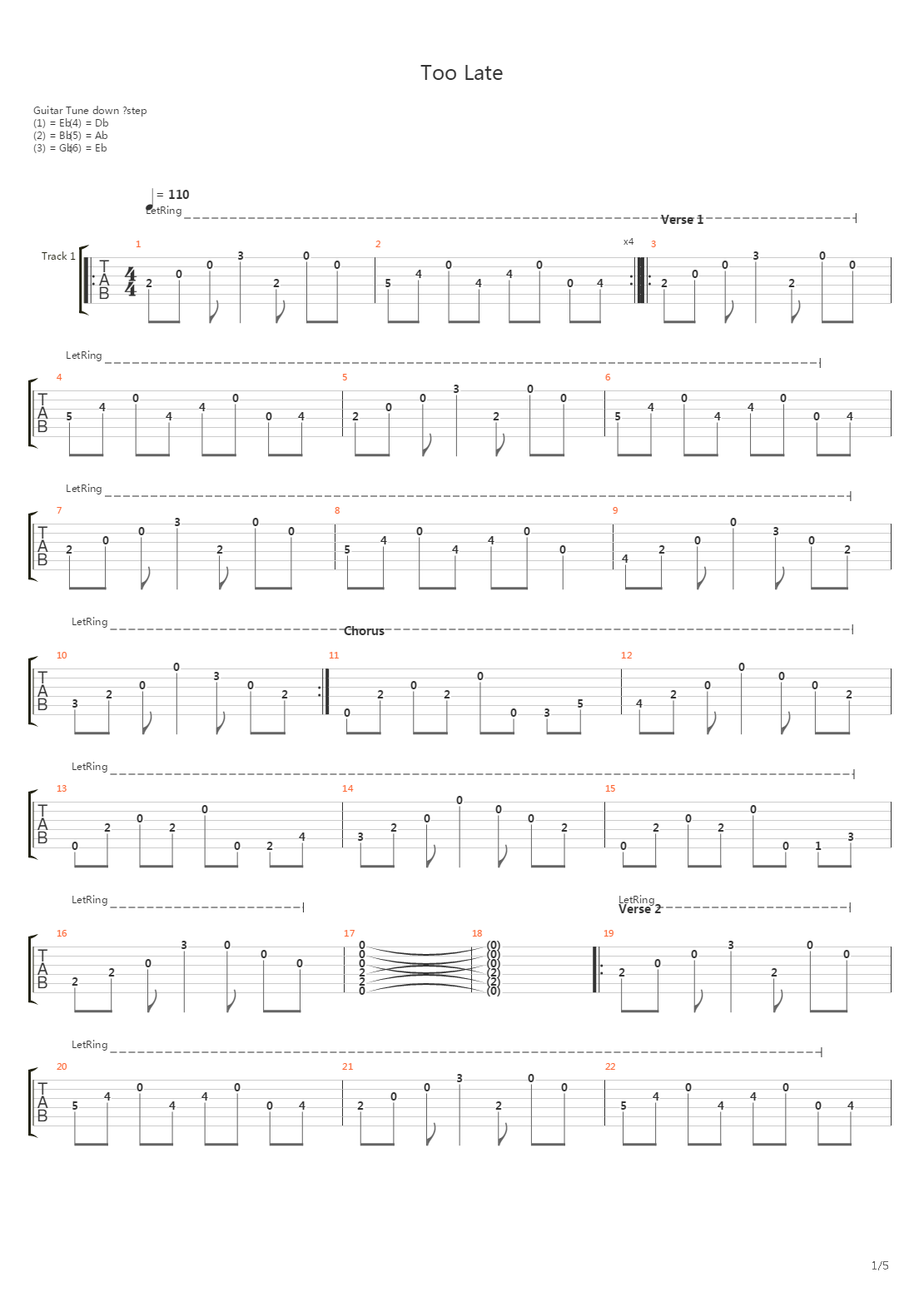 Too Late吉他谱