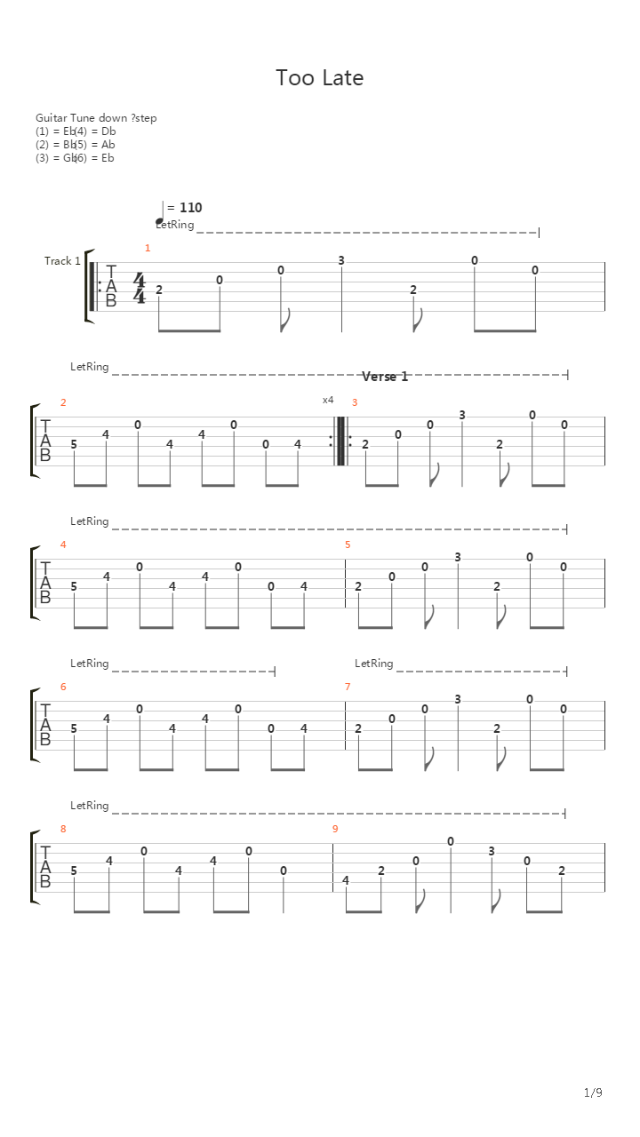 Too Late吉他谱