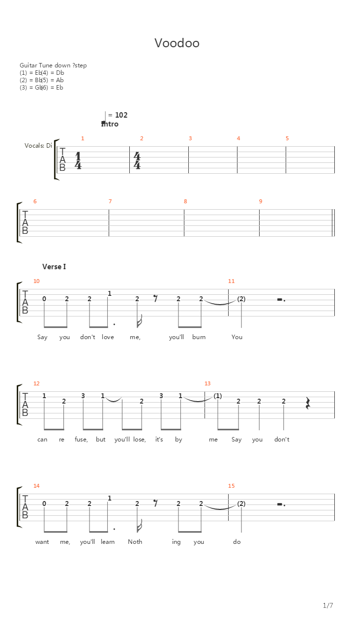 Voodoo吉他谱