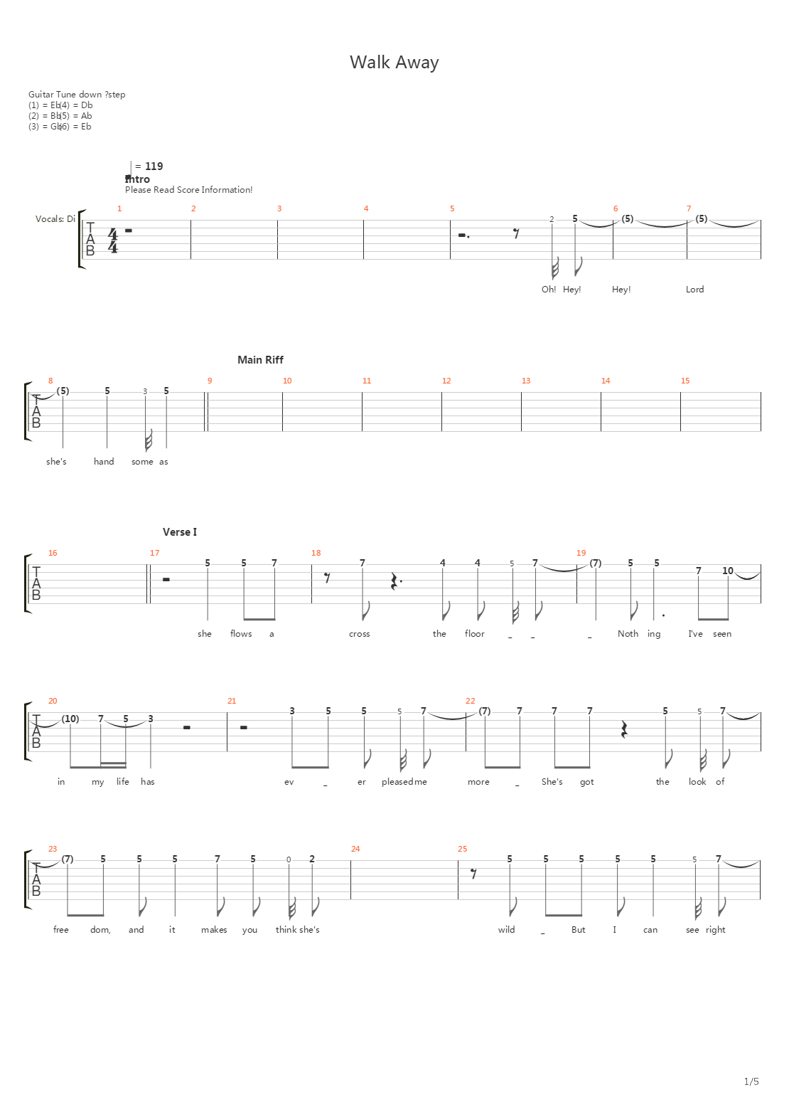 Walk Away吉他谱
