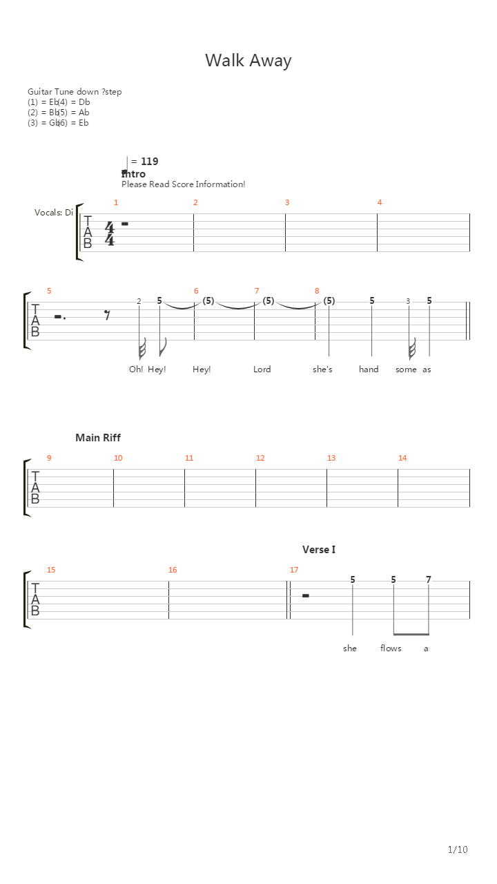 Walk Away吉他谱
