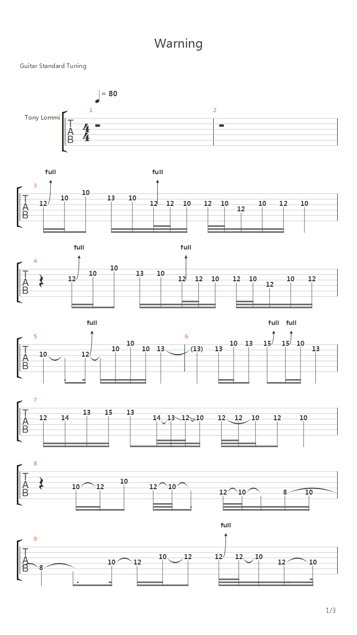Warning吉他谱