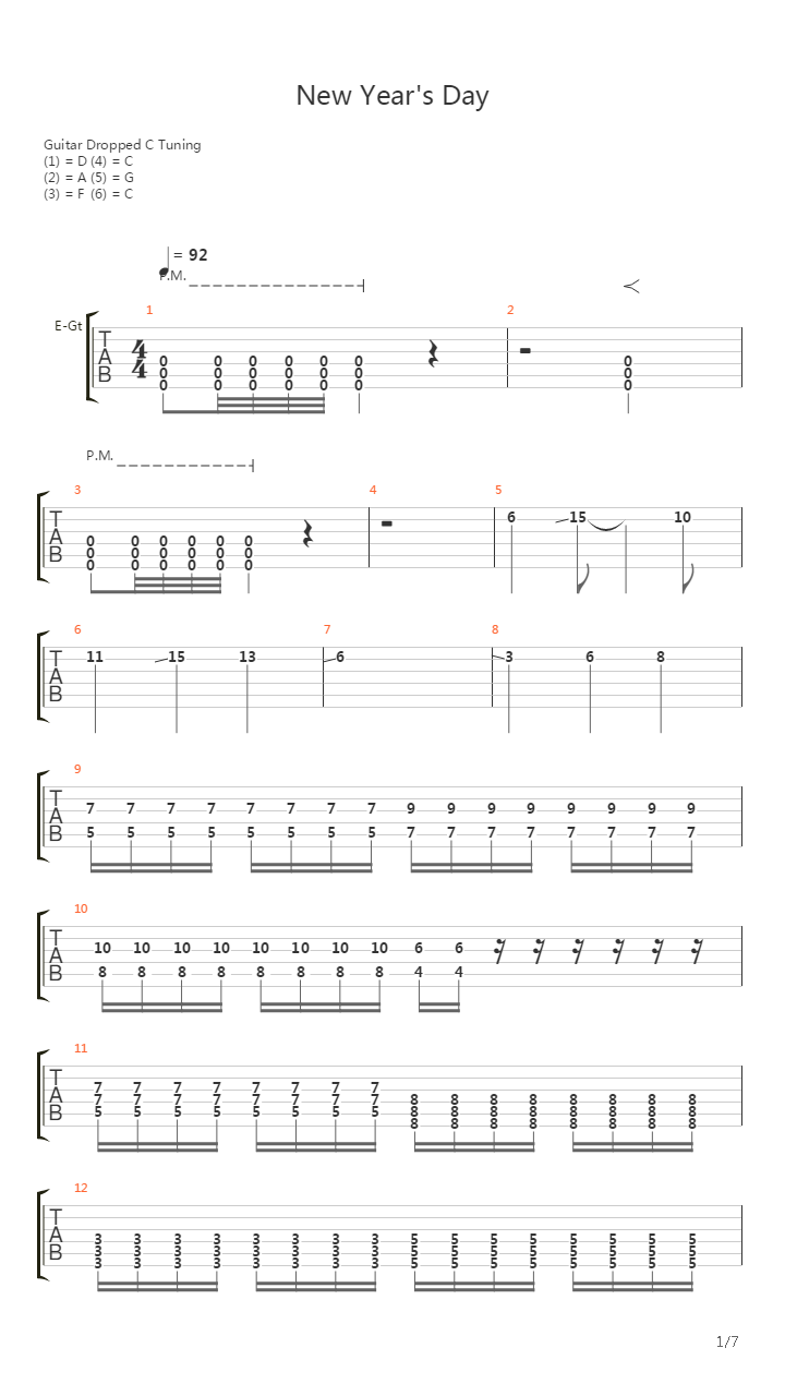 New Year's day吉他谱
