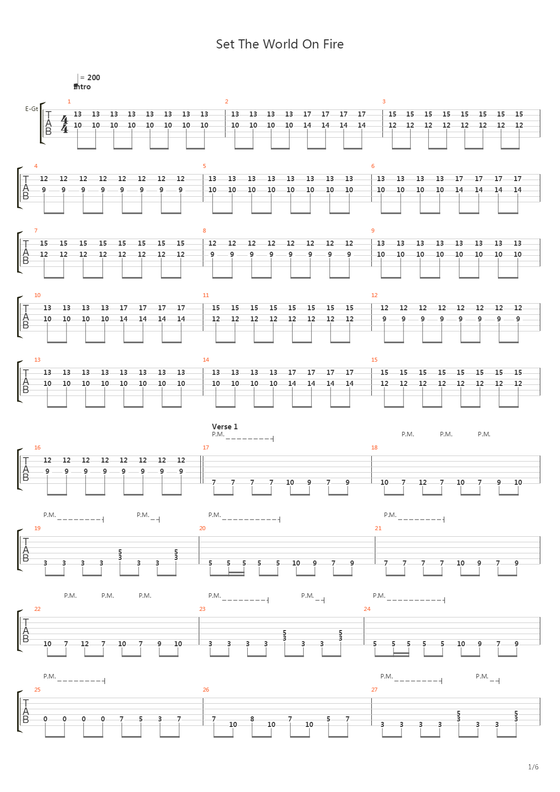 Set the World on Fire吉他谱