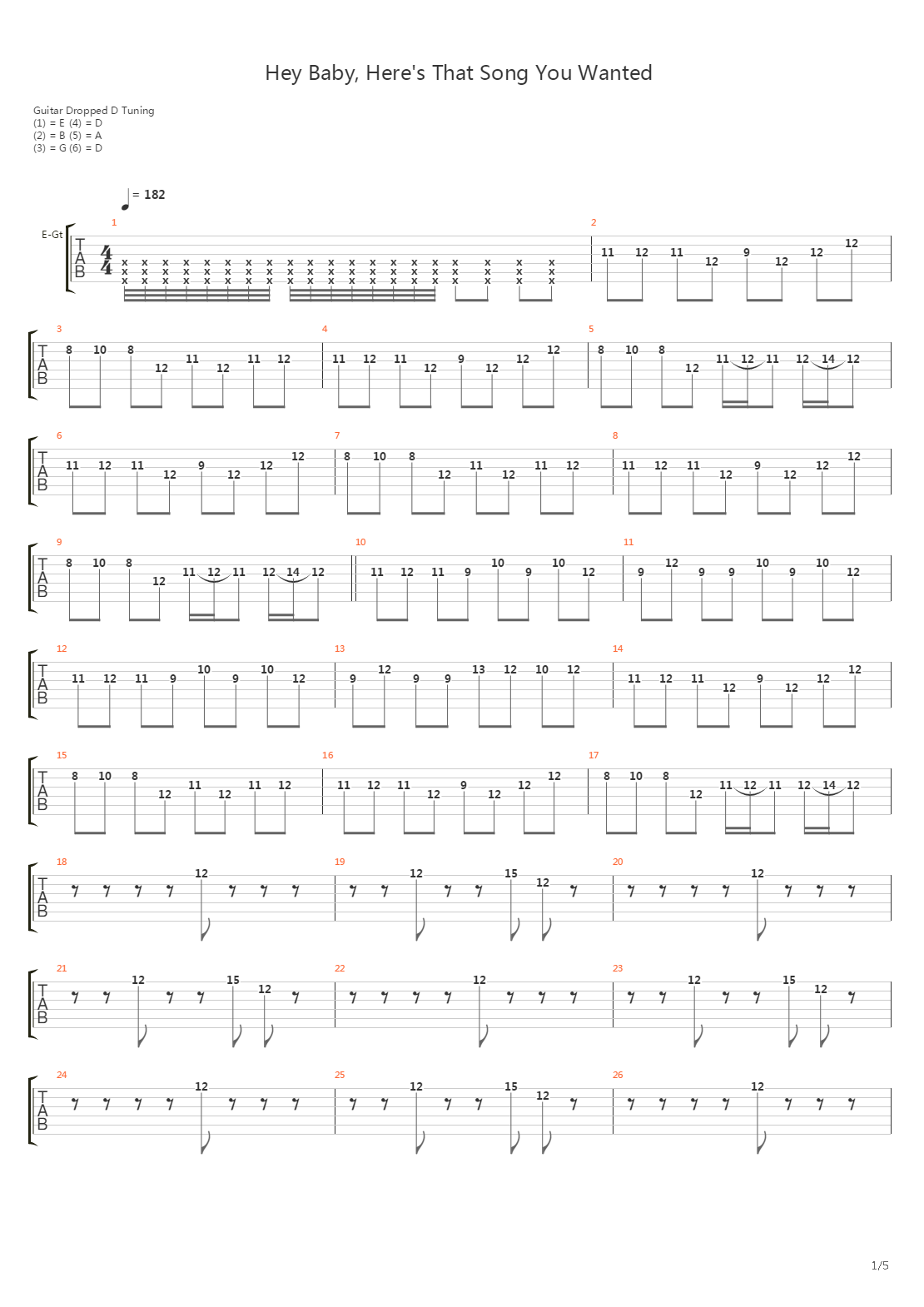 Hey Baby, Here's That Song You Wanted吉他谱