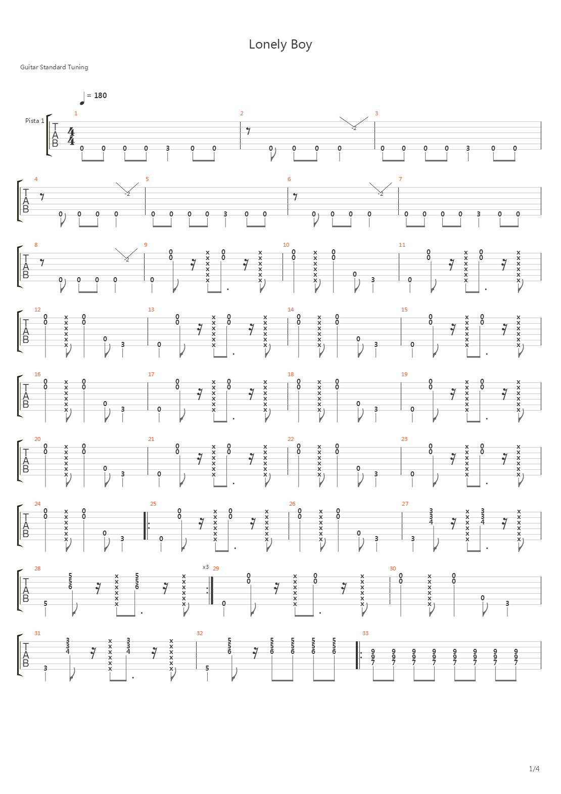 Lonely Boy吉他谱