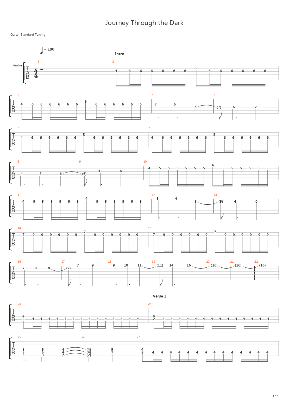 Journey Through The Dark吉他谱