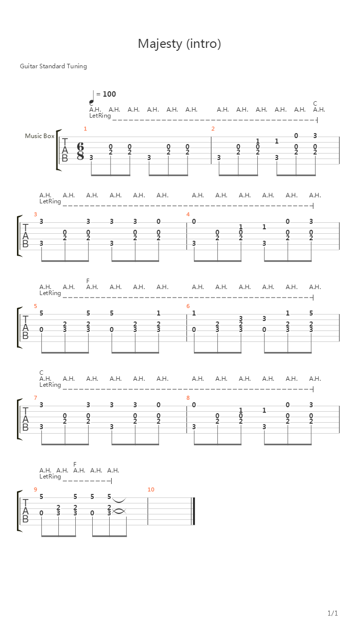 Majesty (Intro)吉他谱