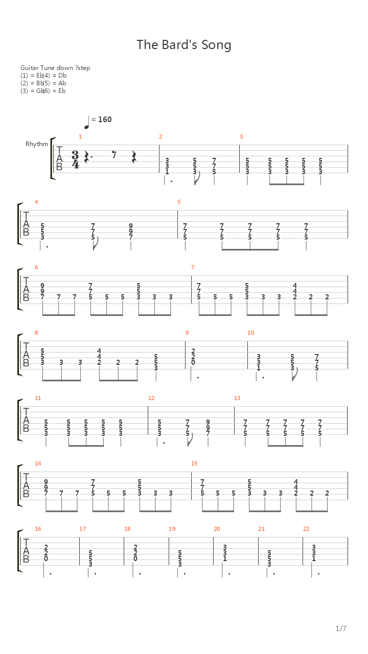 The Bard's Song - The Hobbit吉他谱