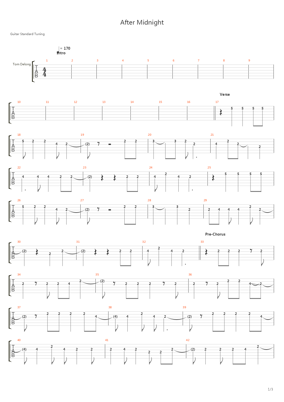 After Midnight吉他谱