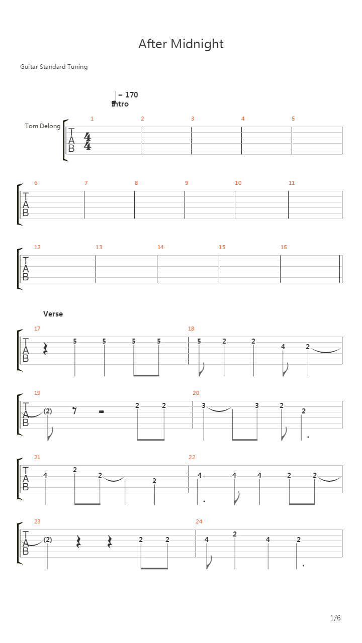 After Midnight吉他谱