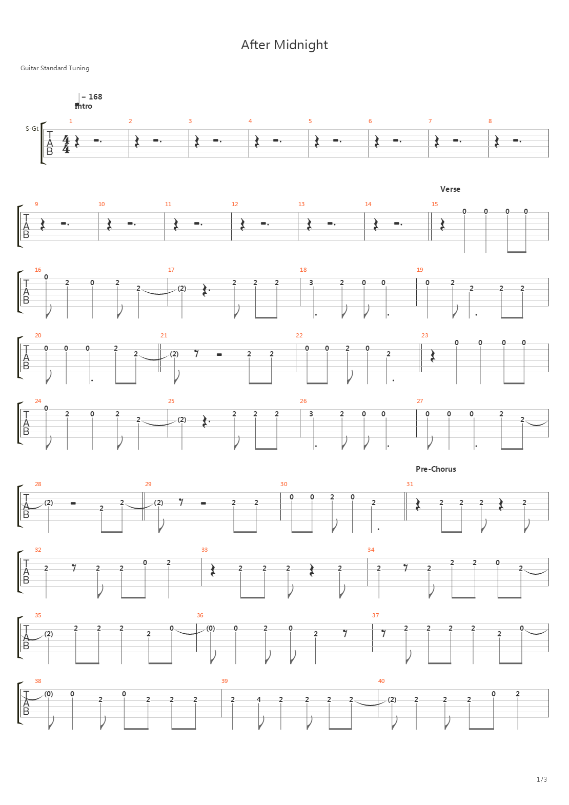 After Midnight吉他谱