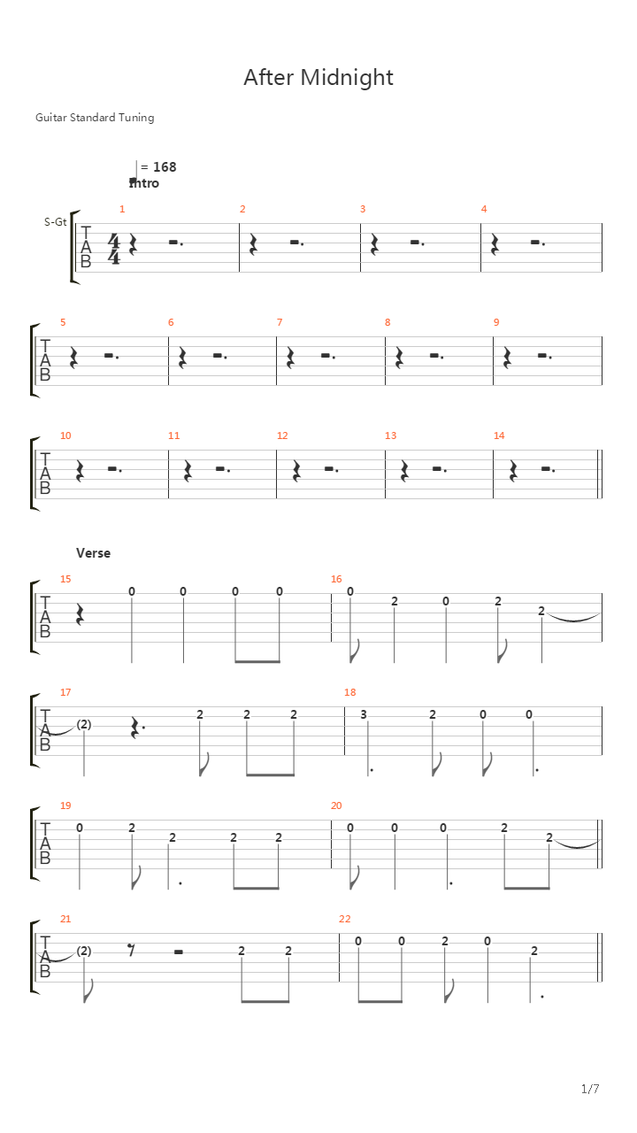 After Midnight吉他谱