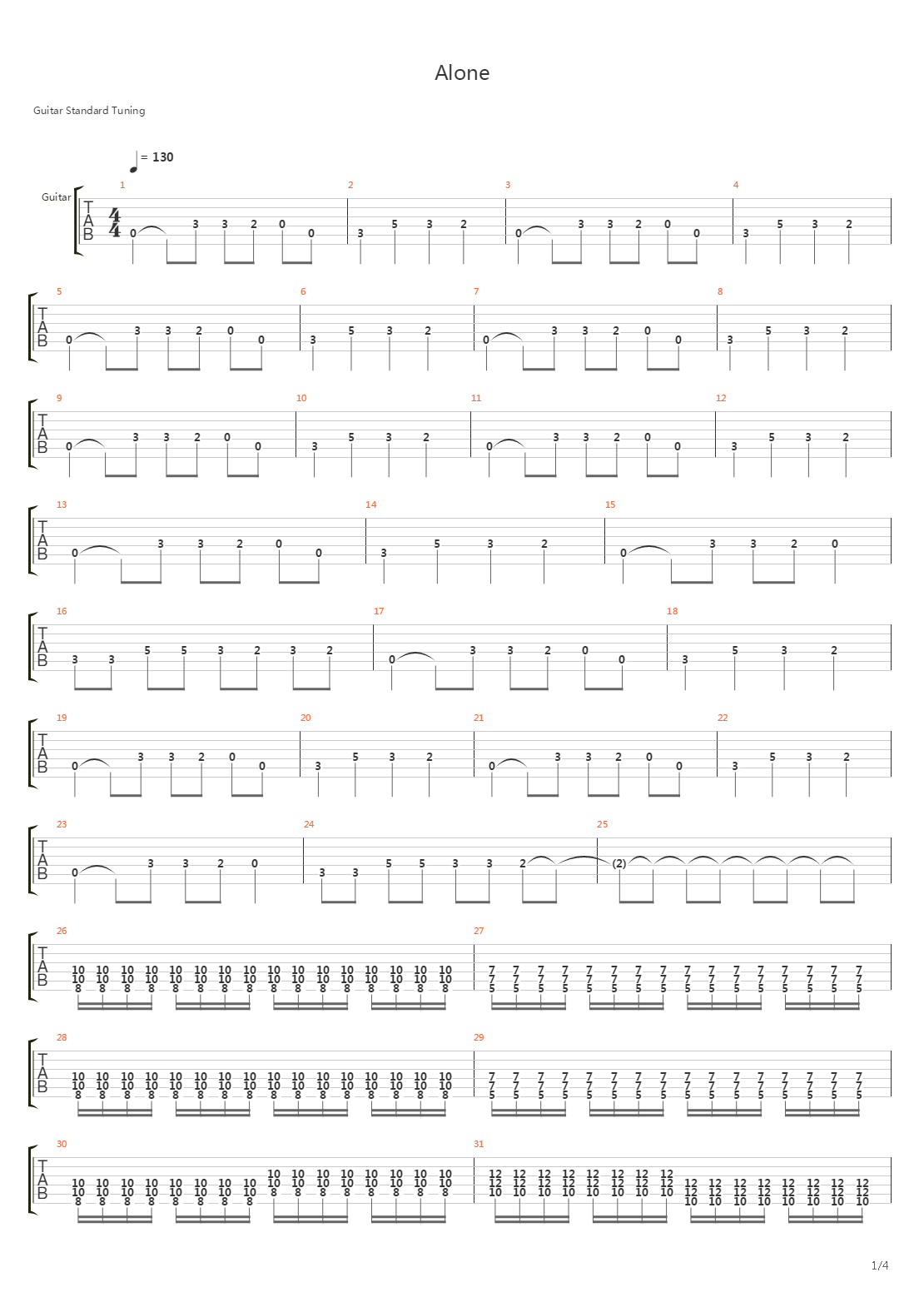 Alone吉他谱