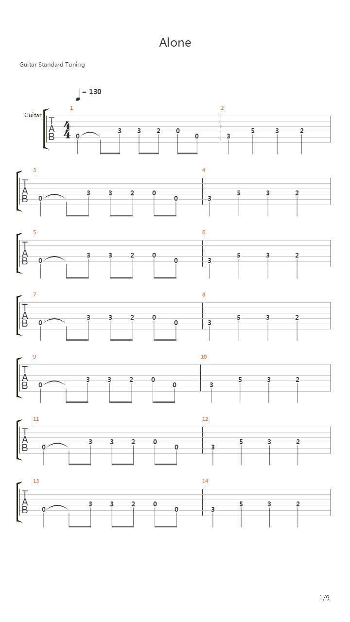 Alone吉他谱