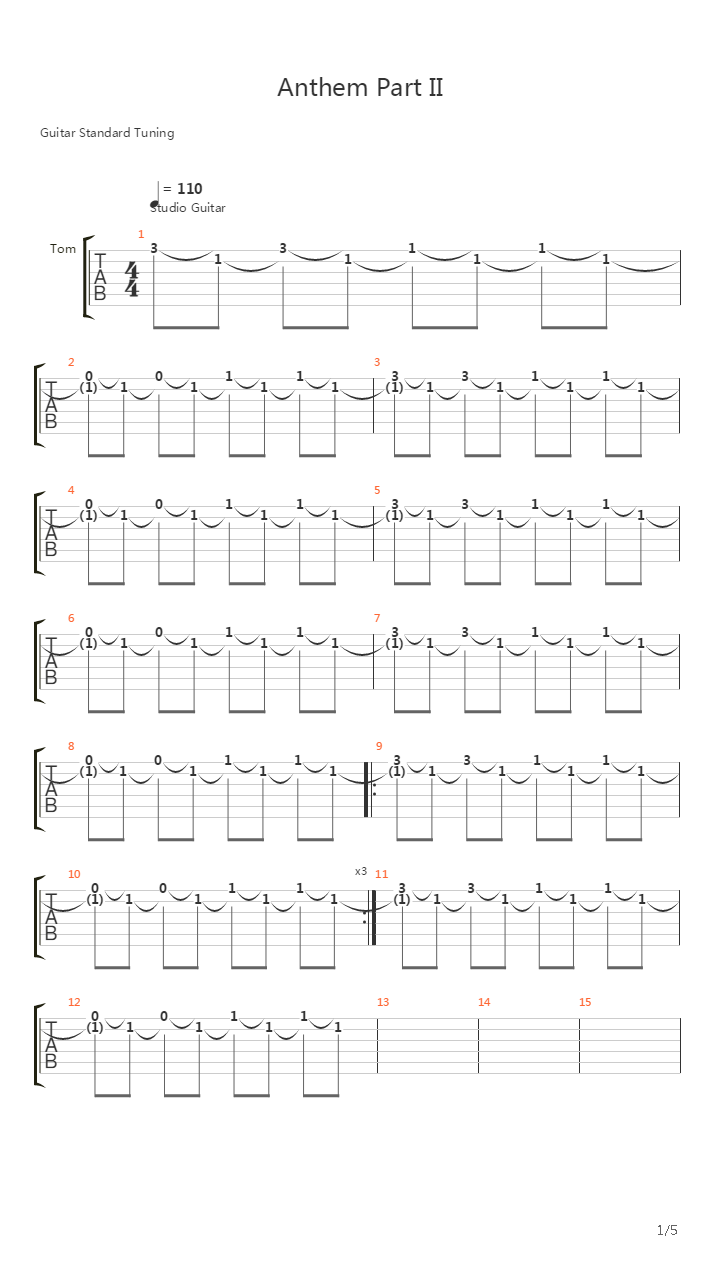 Anthem Part II吉他谱