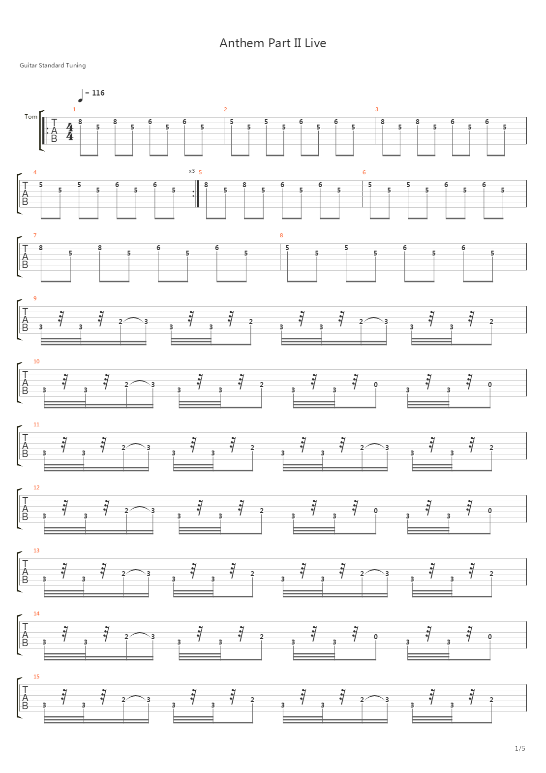 Anthem Part II (Live)吉他谱