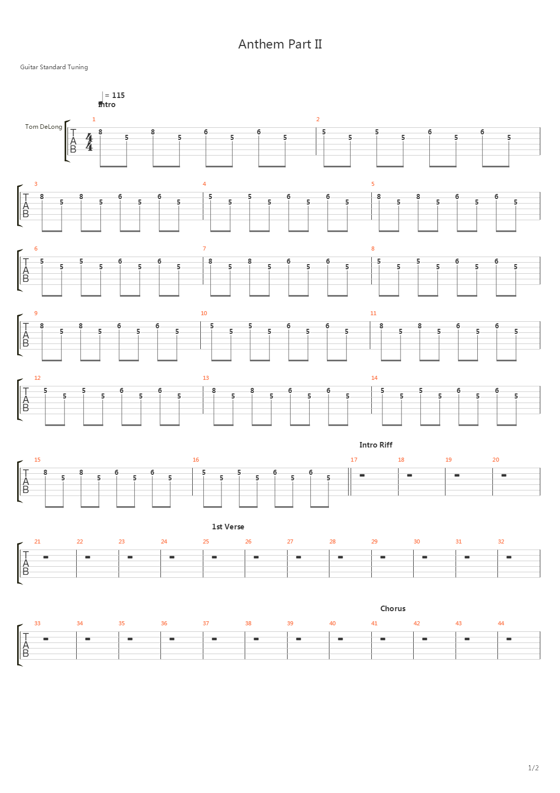 Anthem part II吉他谱
