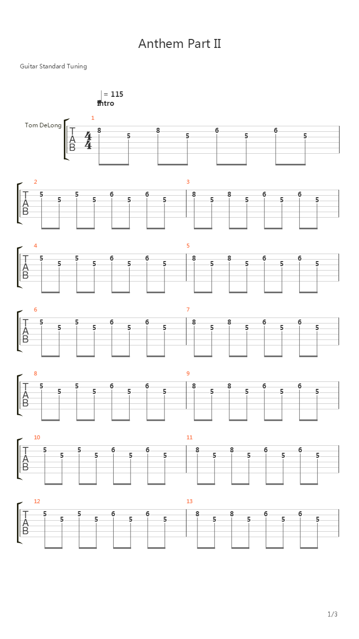 Anthem part II吉他谱