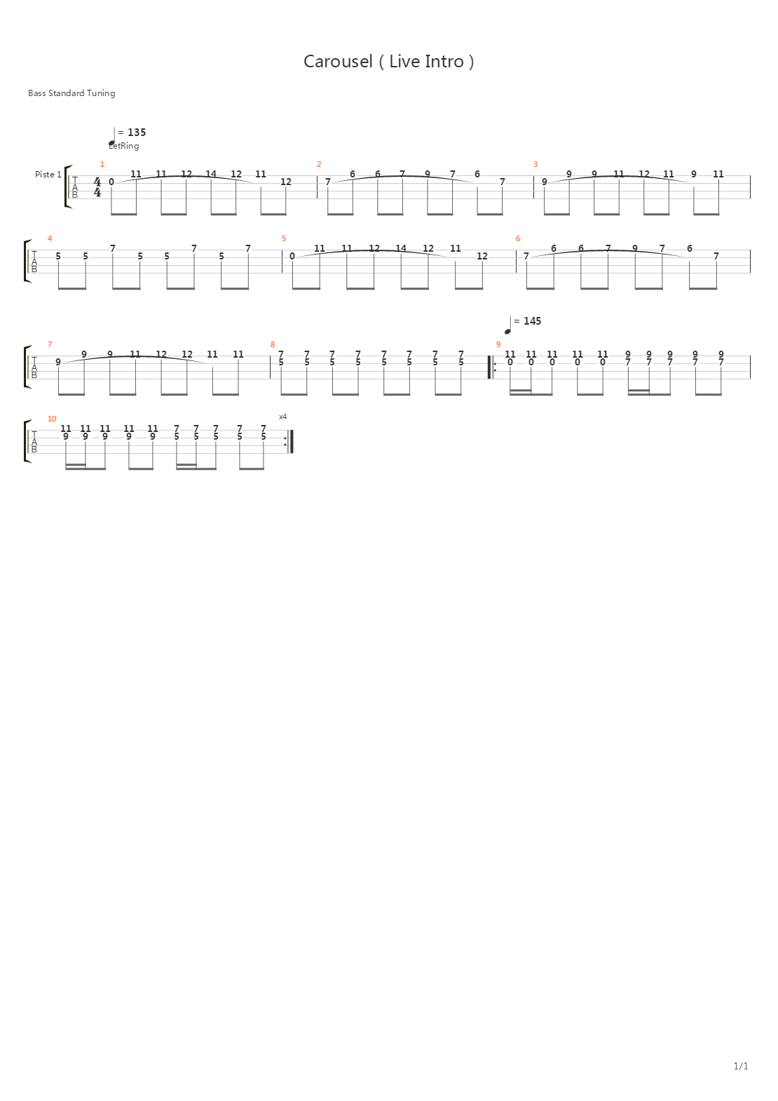 Carousel ( Live Bass Intro )吉他谱