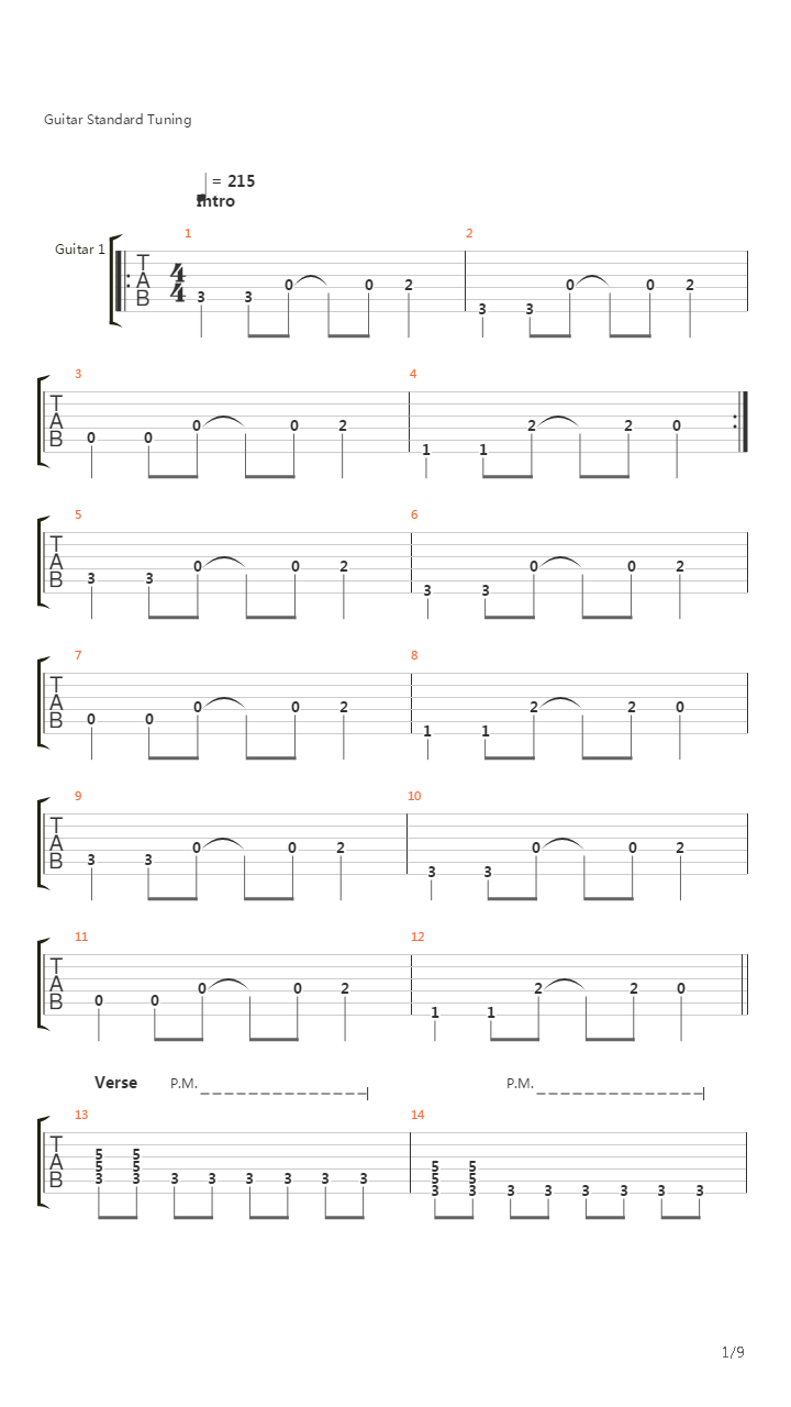 Dammit吉他谱