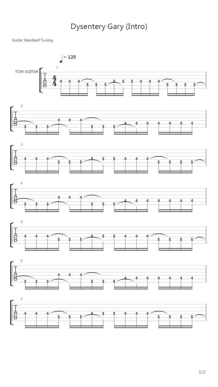 Dysentery Gary (Intro)吉他谱