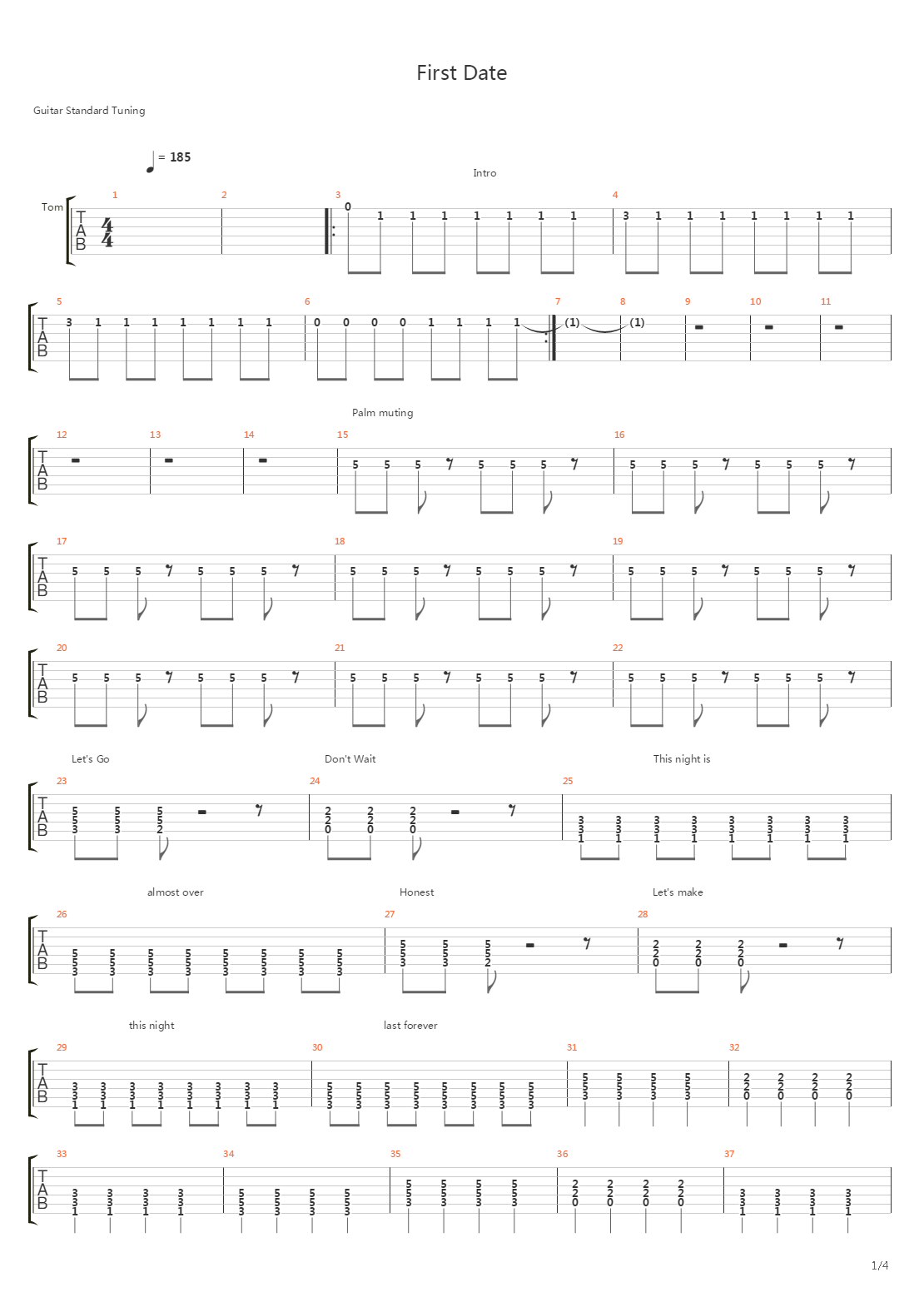 First Date吉他谱