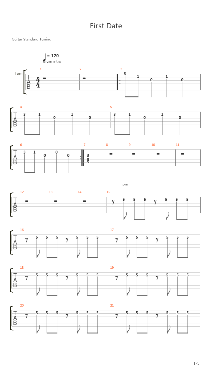 First Date吉他谱