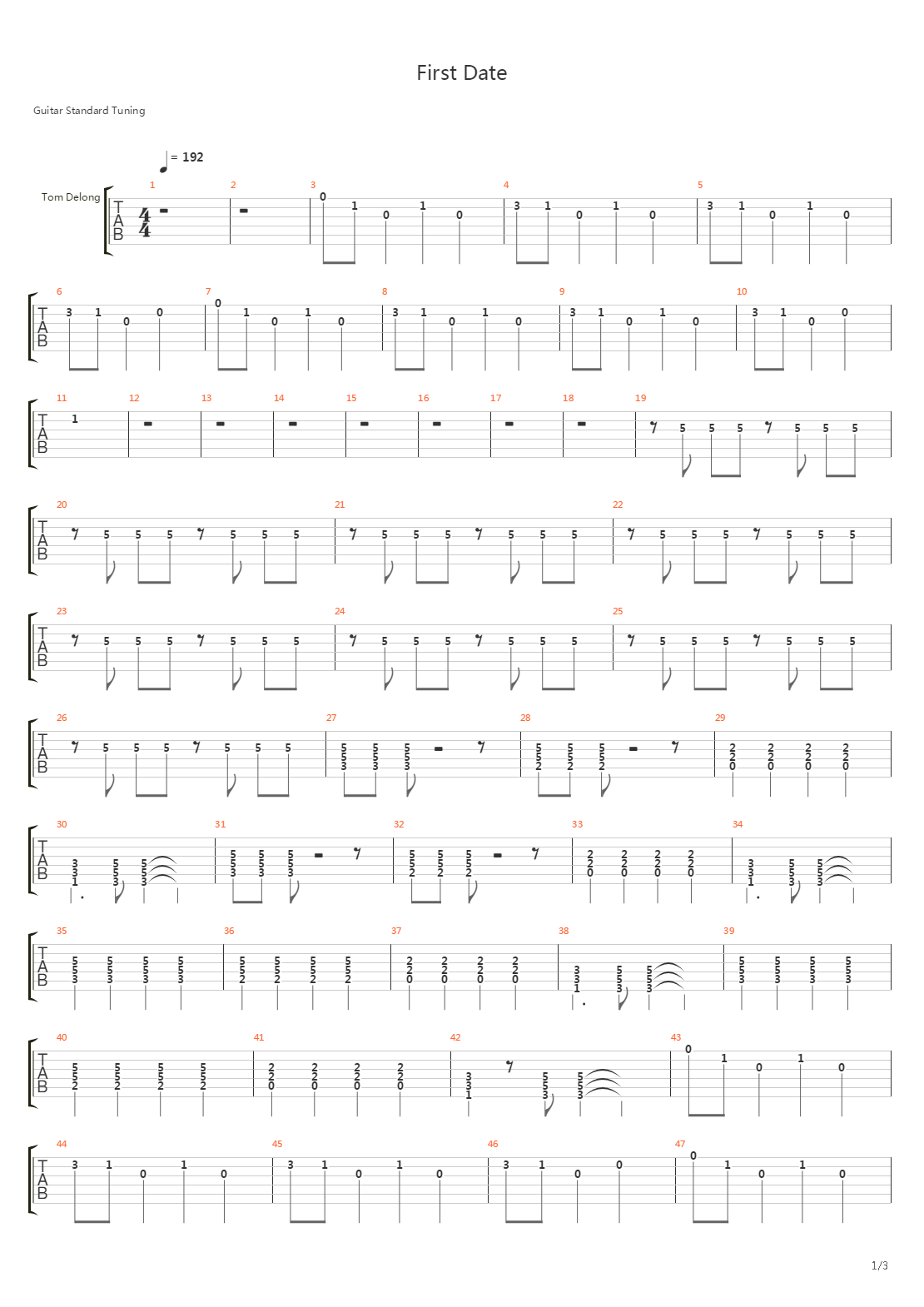 First Date吉他谱