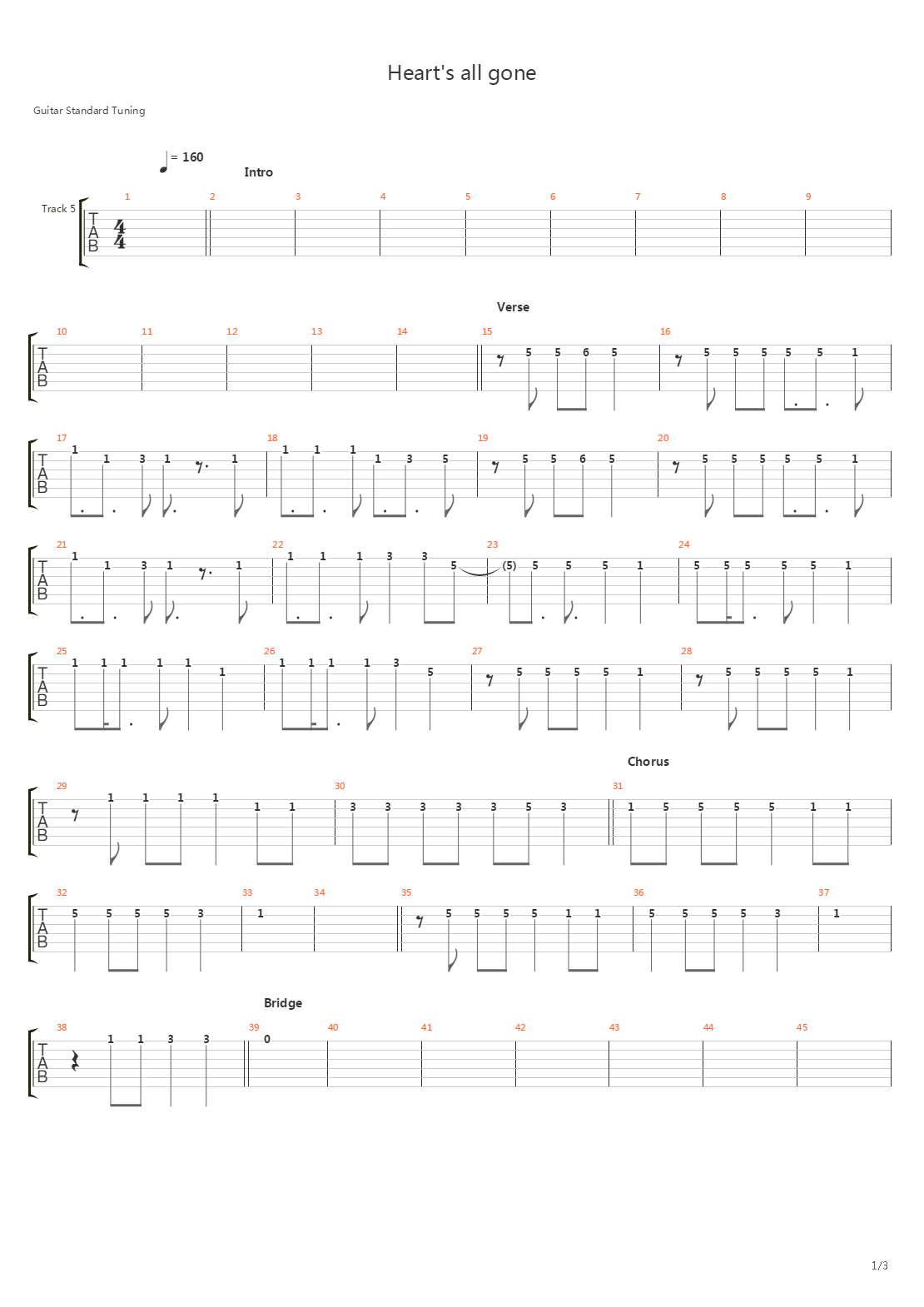 Hearts All Gone吉他谱