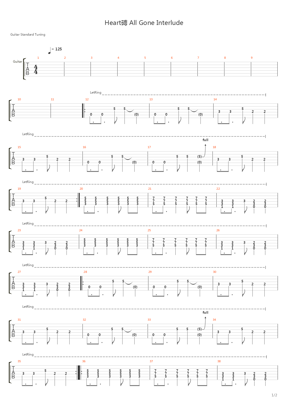 Hearts All Gone吉他谱