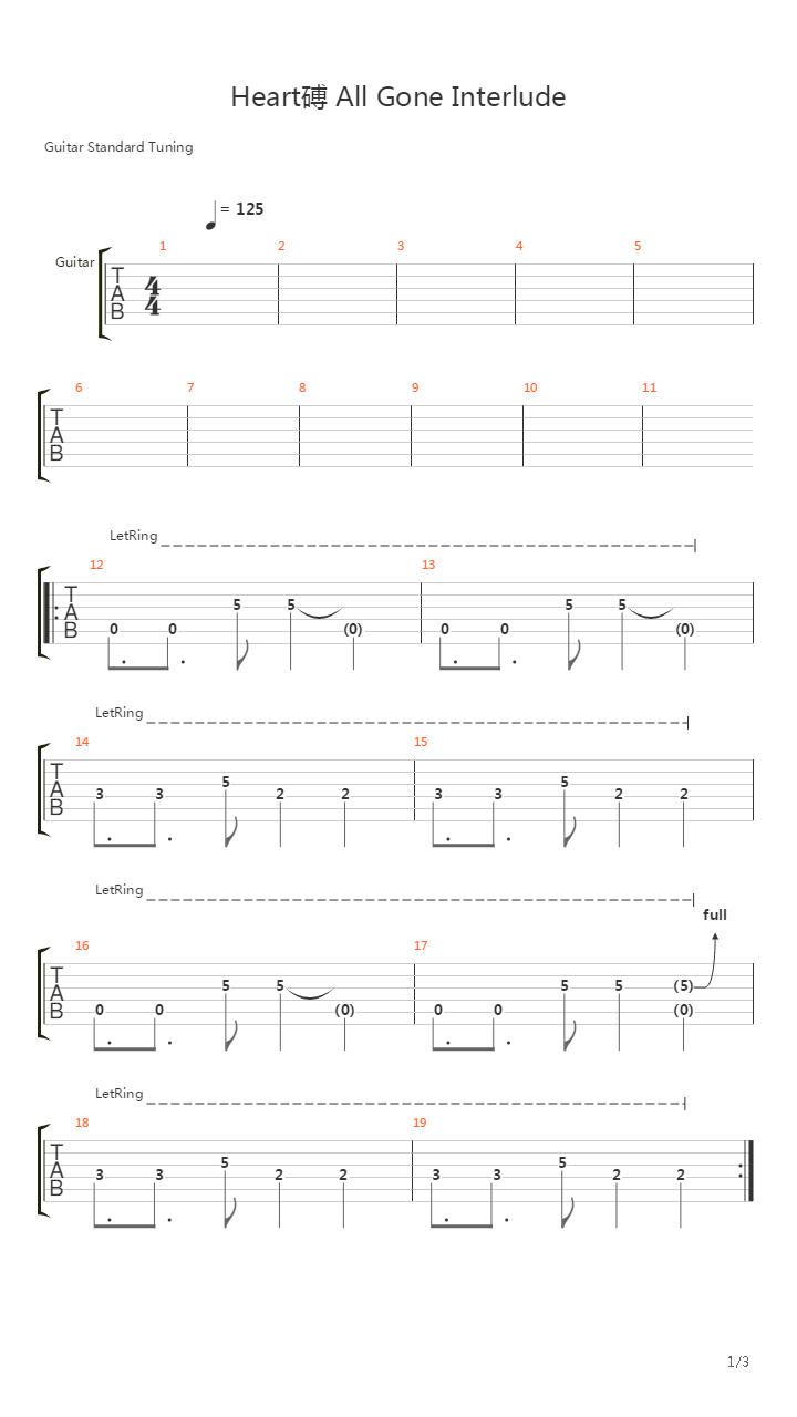 Hearts All Gone吉他谱